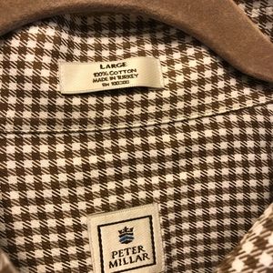 Peter Millar brown checked collard shirt